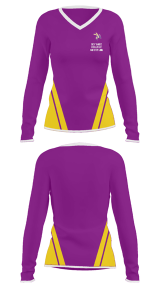 Women's Long Sleeve Vneck Shirt, Defiance College Wrestling, Wrestling, Teamtime, Team time, sublimation, custom sports apparel, team uniforms, spirit wear, spiritwear, sports uniforms, custom shirts, team store, custom team store, fundraiser sports, apparel fundraiser