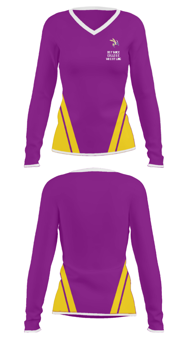 Women's Long Sleeve Vneck Shirt, Defiance College Wrestling, Wrestling, Teamtime, Team time, sublimation, custom sports apparel, team uniforms, spirit wear, spiritwear, sports uniforms, custom shirts, team store, custom team store, fundraiser sports, apparel fundraiser