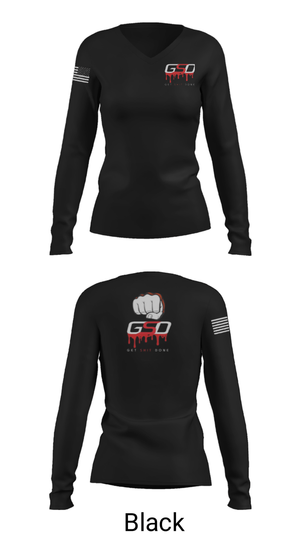 Women's Long Sleeve Vneck Shirt, GetShitDone, E-Sports, Teamtime, Team time, sublimation, custom sports apparel, team uniforms, spirit wear, spiritwear, sports uniforms, custom shirts, team store, custom team store, fundraiser sports, apparel fundraiser