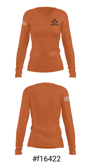 Women's Long Sleeve Vneck Shirt, Damand Basketball, Men's Basketball, Teamtime, Team time, sublimation, custom sports apparel, team uniforms, spirit wear, spiritwear, sports uniforms, custom shirts, team store, custom team store, fundraiser sports, apparel fundraiser