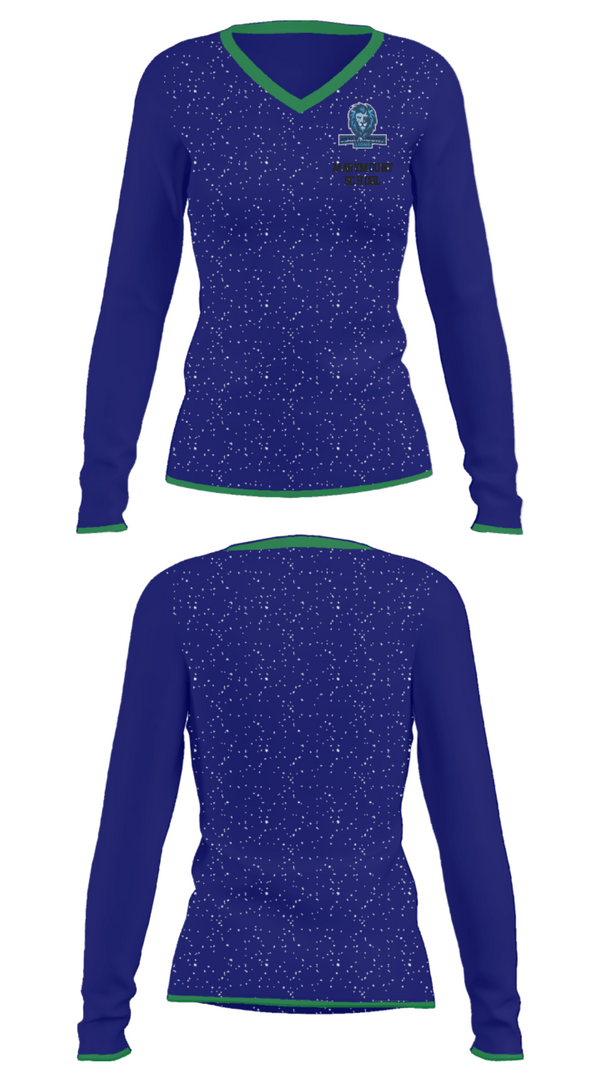 Women's Long Sleeve Vneck Shirt, Marymount School, Spirit Store, Teamtime, Team time, sublimation, custom sports apparel, team uniforms, spirit wear, spiritwear, sports uniforms, custom shirts, team store, custom team store, fundraiser sports, apparel fundraiser