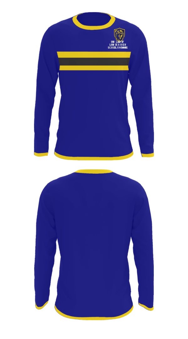 Long Sleeve Performance Shirt, Our Lady of Lourdes High School Swimming, Swimming, Teamtime, Team time, sublimation, custom sports apparel, team uniforms, spirit wear, spiritwear, sports uniforms, custom shirts, team store, custom team store, fundraiser sports, apparel fundraiser