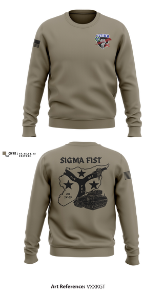Crew Neck Sweatshirt, 1/115th FA HHB DET 1, Army, Teamtime, Team time, sublimation, custom sports apparel, team uniforms, spirit wear, spiritwear, sports uniforms, custom shirts, team store, custom team store, fundraiser sports, apparel fundraiser