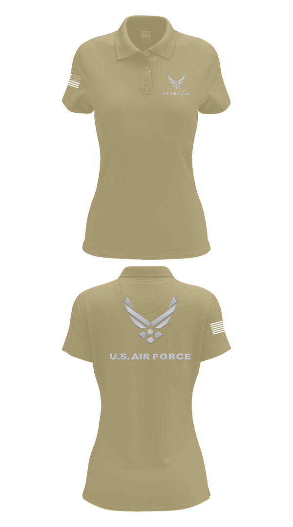 Womens Short Sleeve Performance Polo, USAF Volunteer, Air Force, Teamtime, Team time, sublimation, custom sports apparel, team uniforms, spirit wear, spiritwear, sports uniforms, custom shirts, team store, custom team store, fundraiser sports, apparel fundraiser