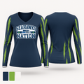 South Huntington Seahawks 58795977 Women's Long Sleeve V-neck Shirt - 1