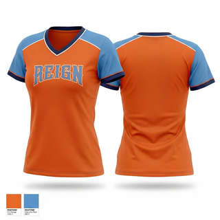 Womens Short Sleeve Vneck Shirt, NoVA Reign Fastipitch, Softball, Teamtime, Team time, sublimation, custom sports apparel, team uniforms, spirit wear, spiritwear, sports uniforms, custom shirts, team store, custom team store, fundraiser sports, apparel fundraiser