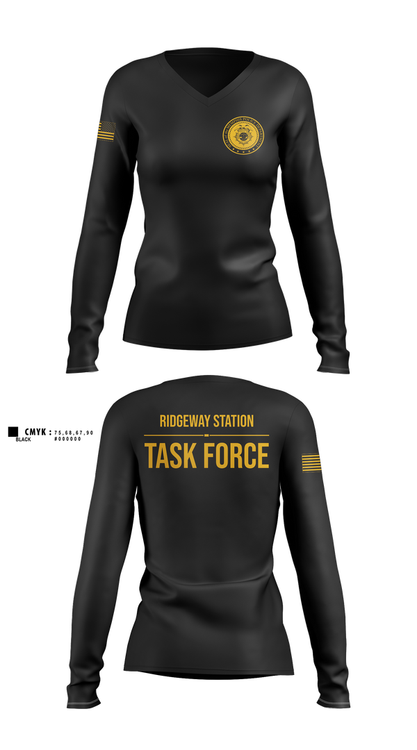 Womens Long Sleeve Vneck Shirt, Ridgeway Station Task Force, Police, Teamtime, Team time, sublimation, custom sports apparel, team uniforms, spirit wear, spiritwear, sports uniforms, custom shirts, team store, custom team store, fundraiser sports, apparel fundraiser
