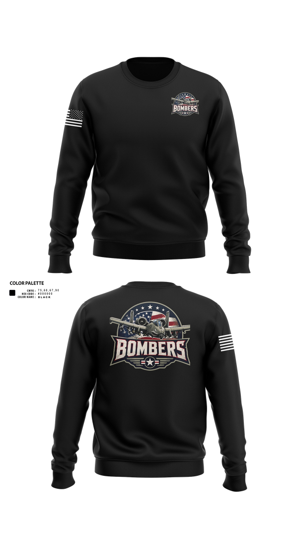 Crew Neck Sweatshirt, Bombers, Baseball, Teamtime, Team time, sublimation, custom sports apparel, team uniforms, spirit wear, spiritwear, sports uniforms, custom shirts, team store, custom team store, fundraiser sports, apparel fundraiser