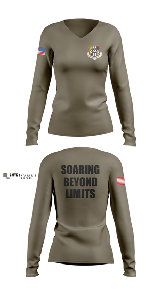 Womens Long Sleeve Vneck Shirt, MDWG Group 1, Air Force, Teamtime, Team time, sublimation, custom sports apparel, team uniforms, spirit wear, spiritwear, sports uniforms, custom shirts, team store, custom team store, fundraiser sports, apparel fundraiser