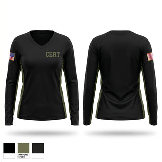 Womens Long Sleeve Vneck Shirt, Hancock county sheriff C.E.R.T team, Police, Teamtime, Team time, sublimation, custom sports apparel, team uniforms, spirit wear, spiritwear, sports uniforms, custom shirts, team store, custom team store, fundraiser sports, apparel fundraiser