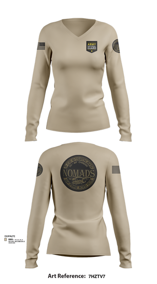 Womens Long Sleeve Vneck Shirt, E CO 169 AVN, National Guard, Teamtime, Team time, sublimation, custom sports apparel, team uniforms, spirit wear, spiritwear, sports uniforms, custom shirts, team store, custom team store, fundraiser sports, apparel fundraiser