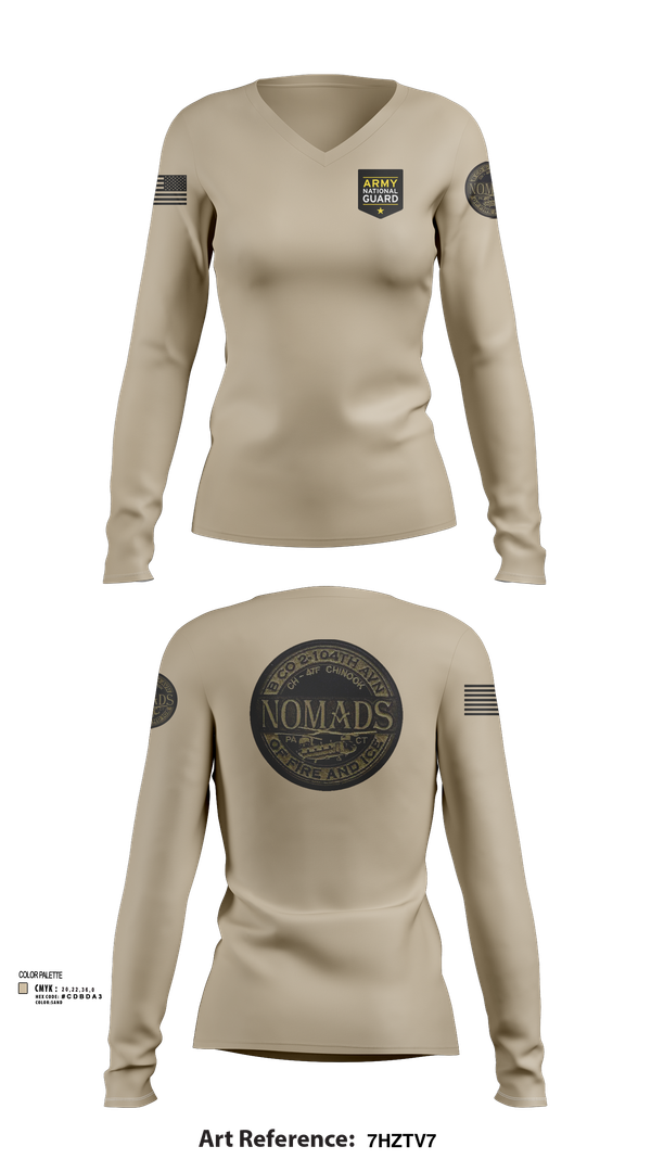 Womens Long Sleeve Vneck Shirt, E CO 169 AVN, National Guard, Teamtime, Team time, sublimation, custom sports apparel, team uniforms, spirit wear, spiritwear, sports uniforms, custom shirts, team store, custom team store, fundraiser sports, apparel fundraiser