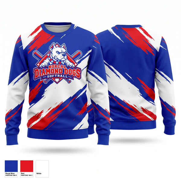 Crew Neck Sweatshirt, NorCal Diamond Dogs, Softball, Teamtime, Team time, sublimation, custom sports apparel, team uniforms, spirit wear, spiritwear, sports uniforms, custom shirts, team store, custom team store, fundraiser sports, apparel fundraiser
