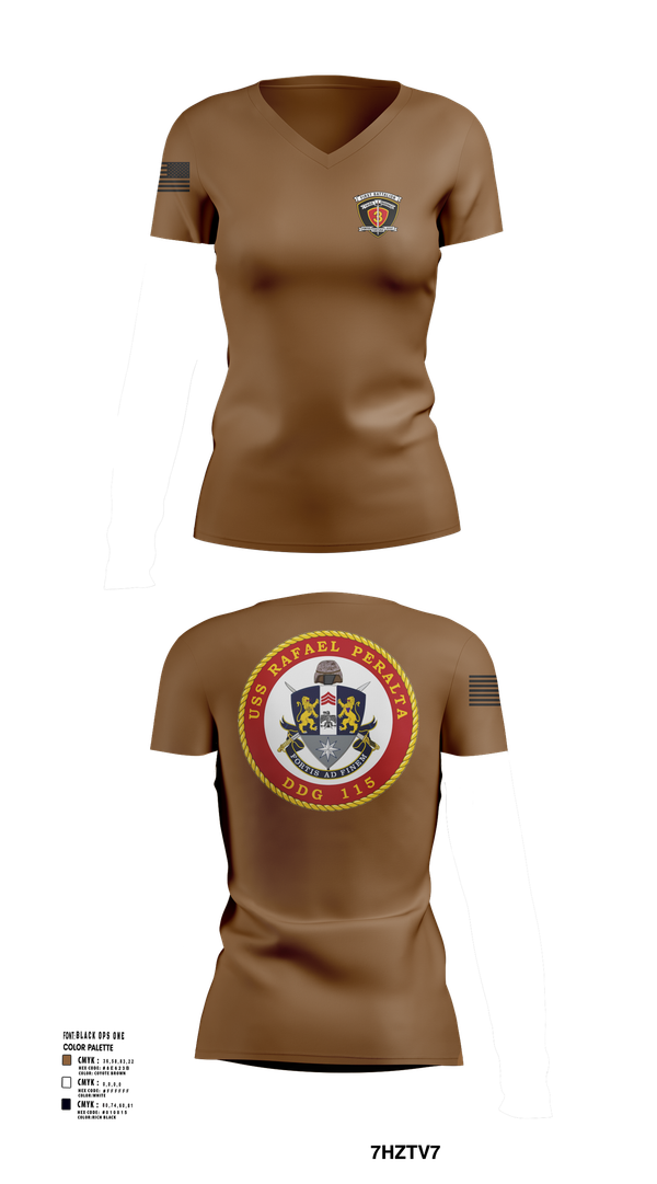 Womens Short Sleeve Vneck Shirt, USS Rafael Peralta DDG 115, Navy, Teamtime, Team time, sublimation, custom sports apparel, team uniforms, spirit wear, spiritwear, sports uniforms, custom shirts, team store, custom team store, fundraiser sports, apparel fundraiser