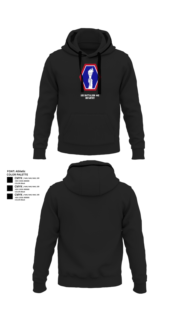 Hoodie, 100 Battalion 442 Infantry, Army, Teamtime, Team time, sublimation, custom sports apparel, team uniforms, spirit wear, spiritwear, sports uniforms, custom shirts, team store, custom team store, fundraiser sports, apparel fundraiser