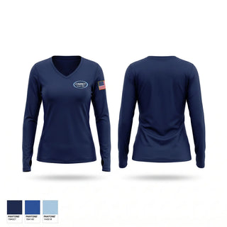 Womens Long Sleeve Vneck Shirt, CINRET North, Police, Teamtime, Team time, sublimation, custom sports apparel, team uniforms, spirit wear, spiritwear, sports uniforms, custom shirts, team store, custom team store, fundraiser sports, apparel fundraiser