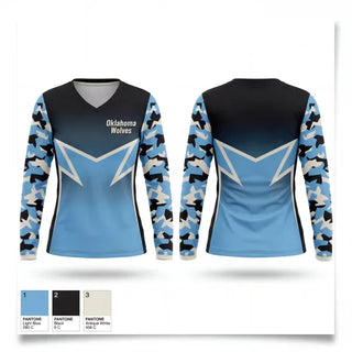 Womens Long Sleeve Vneck Shirt, Oklahoma Wolves, Women's Basketball, Teamtime, Team time, sublimation, custom sports apparel, team uniforms, spirit wear, spiritwear, sports uniforms, custom shirts, team store, custom team store, fundraiser sports, apparel fundraiser