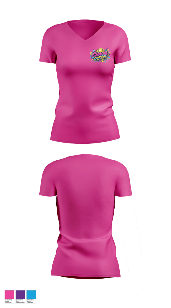 Womens Short Sleeve Vneck Shirt, Chaos Chasers, Softball, Teamtime, Team time, sublimation, custom sports apparel, team uniforms, spirit wear, spiritwear, sports uniforms, custom shirts, team store, custom team store, fundraiser sports, apparel fundraiser