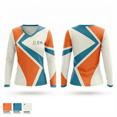 C26 Youth Triathlon 33073444 Women's Long Sleeve V-neck Shirt - 1