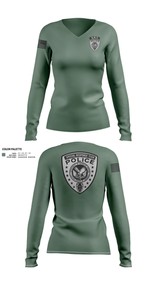 Womens Long Sleeve Vneck Shirt, Veterans Affairs Police Special Response Team, Police, Teamtime, Team time, sublimation, custom sports apparel, team uniforms, spirit wear, spiritwear, sports uniforms, custom shirts, team store, custom team store, fundraiser sports, apparel fundraiser
