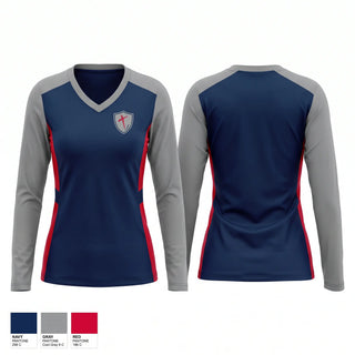 Womens Long Sleeve Vneck Shirt, ARTHUR CHRISTIAN, Men's Basketball, Teamtime, Team time, sublimation, custom sports apparel, team uniforms, spirit wear, spiritwear, sports uniforms, custom shirts, team store, custom team store, fundraiser sports, apparel fundraiser