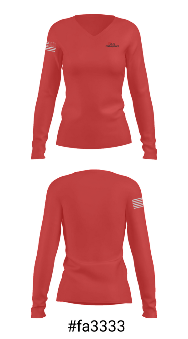 Women's Long Sleeve Vneck Shirt, Fly.te Performance, , Teamtime, Team time, sublimation, custom sports apparel, team uniforms, spirit wear, spiritwear, sports uniforms, custom shirts, team store, custom team store, fundraiser sports, apparel fundraiser