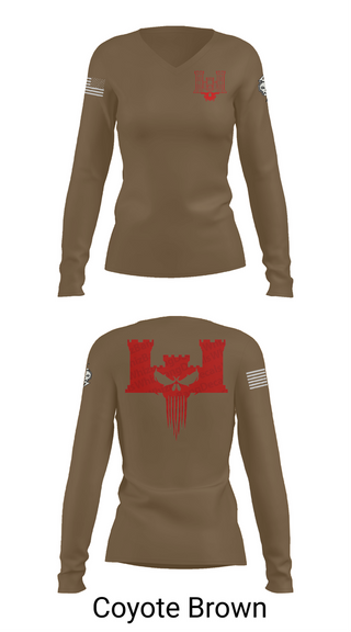 Womens Long Sleeve Vneck Shirt, B co 334th BEB, , Teamtime, Team time, sublimation, custom sports apparel, team uniforms, spirit wear, spiritwear, sports uniforms, custom shirts, team store, custom team store, fundraiser sports, apparel fundraiser