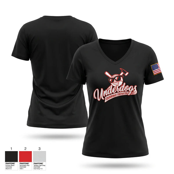 Womens Short Sleeve Vneck Shirt, Edinburgh Fire Softball, Fire Department, Teamtime, Team time, sublimation, custom sports apparel, team uniforms, spirit wear, spiritwear, sports uniforms, custom shirts, team store, custom team store, fundraiser sports, apparel fundraiser