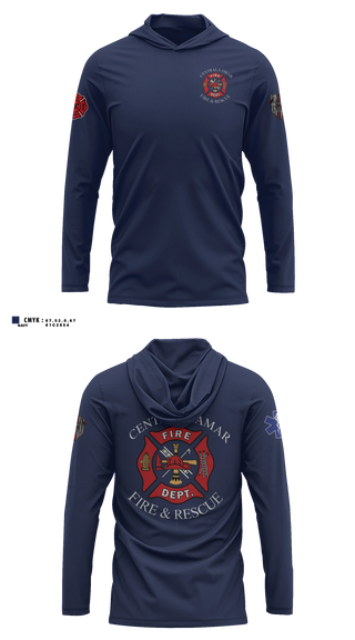 Long Sleeve Performance Shirt with hood, Central Lamar Fire & Rescue, Fire Department, Teamtime, Team time, sublimation, custom sports apparel, team uniforms, spirit wear, spiritwear, sports uniforms, custom shirts, team store, custom team store, fundraiser sports, apparel fundraiser