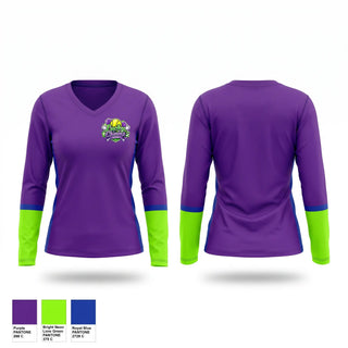 Womens Long Sleeve Vneck Shirt, Lucky Charms, Softball, Teamtime, Team time, sublimation, custom sports apparel, team uniforms, spirit wear, spiritwear, sports uniforms, custom shirts, team store, custom team store, fundraiser sports, apparel fundraiser