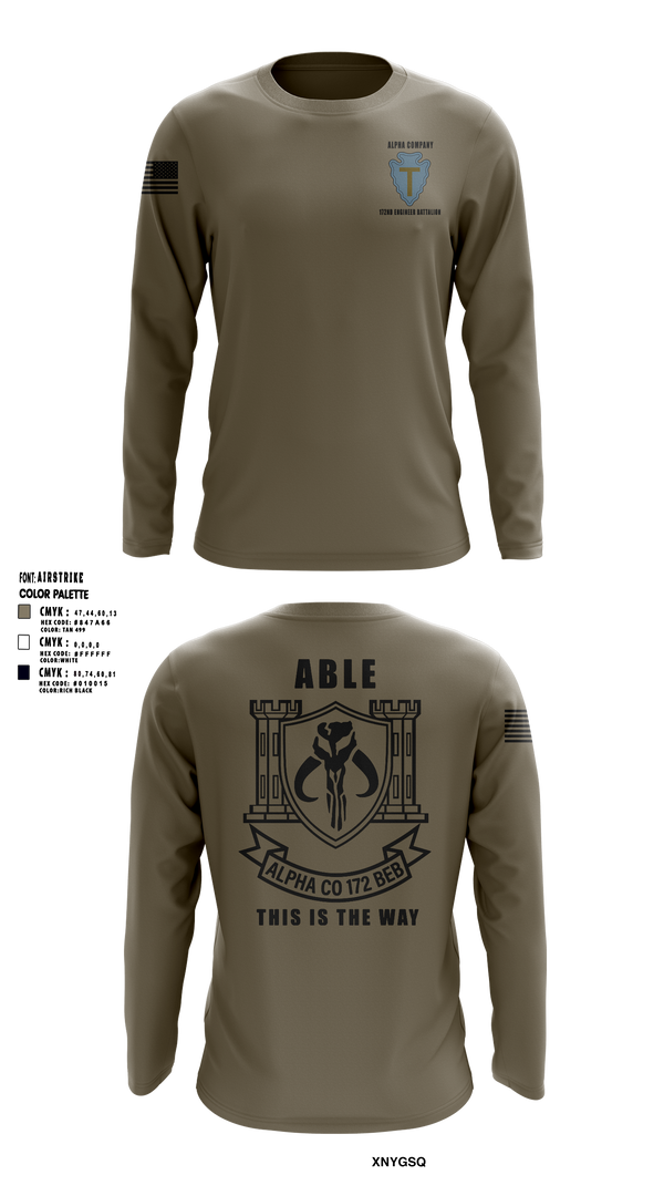 Long Sleeve Performance Shirt, A Co 172 BEB, National Guard, Teamtime, Team time, sublimation, custom sports apparel, team uniforms, spirit wear, spiritwear, sports uniforms, custom shirts, team store, custom team store, fundraiser sports, apparel fundraiser