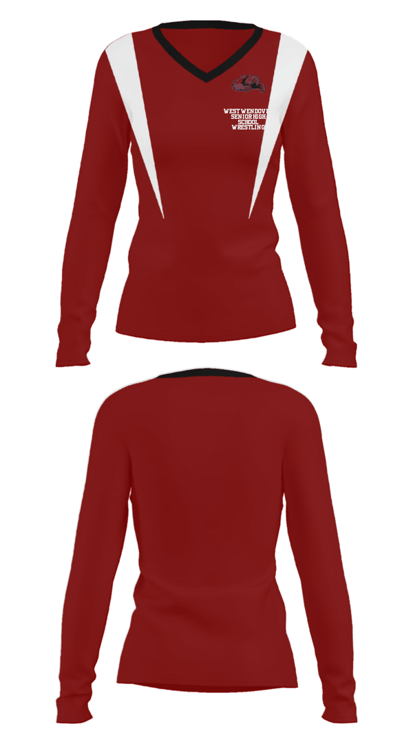 Women's Long Sleeve Vneck Shirt, West Wendover Senior High School Wrestling, Wrestling, Teamtime, Team time, sublimation, custom sports apparel, team uniforms, spirit wear, spiritwear, sports uniforms, custom shirts, team store, custom team store, fundraiser sports, apparel fundraiser