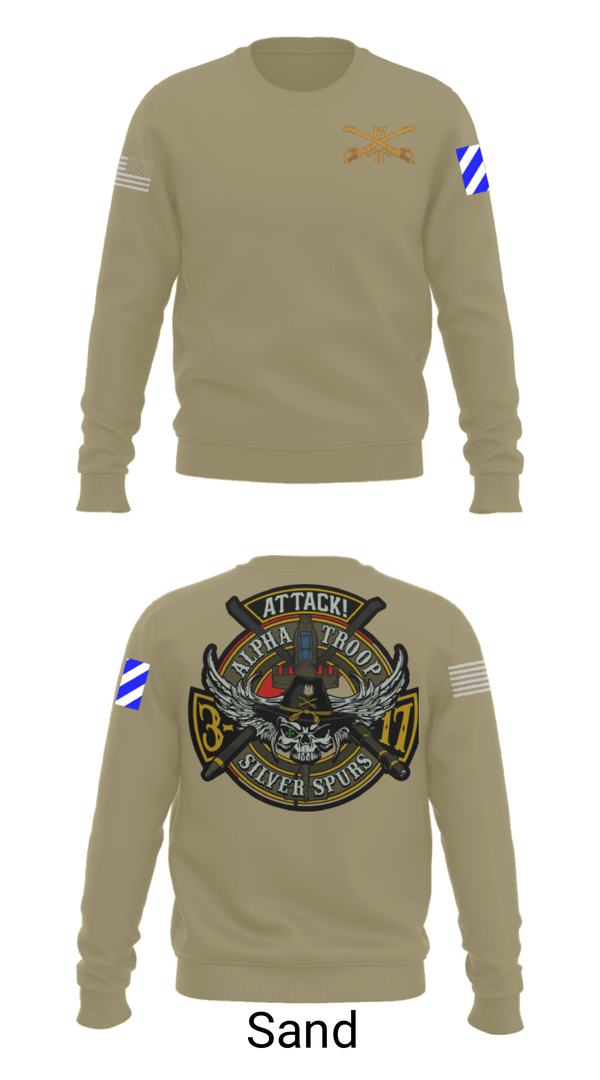 Crew Neck Sweatshirt, A/3-17 ACS, Army, Teamtime, Team time, sublimation, custom sports apparel, team uniforms, spirit wear, spiritwear, sports uniforms, custom shirts, team store, custom team store, fundraiser sports, apparel fundraiser