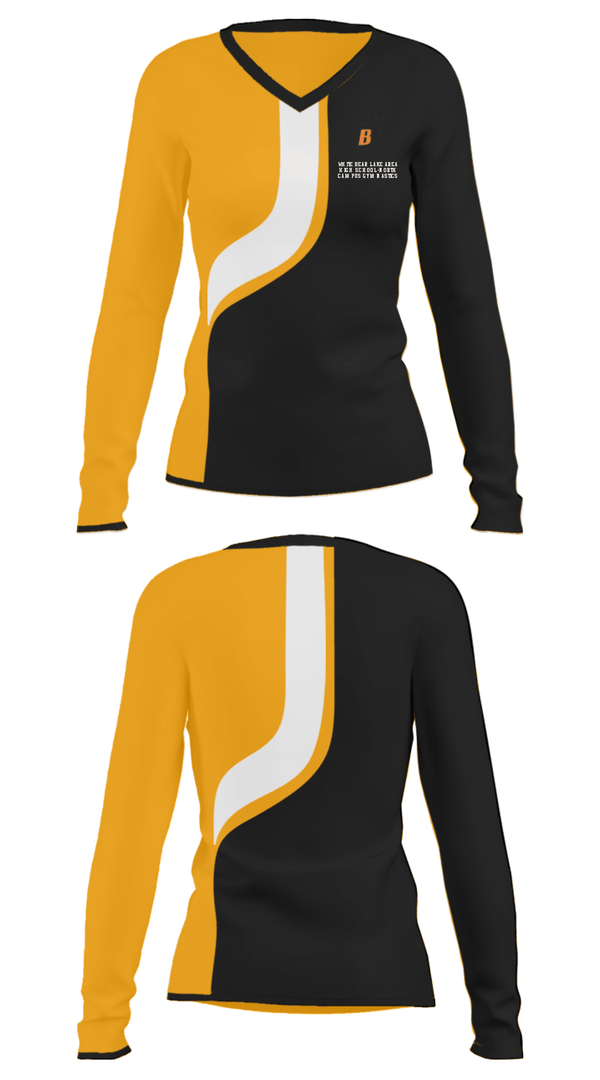 Women's Long Sleeve Vneck Shirt, White Bear Lake Area High School-North Campus Gymnastics, Spirit Store, Teamtime, Team time, sublimation, custom sports apparel, team uniforms, spirit wear, spiritwear, sports uniforms, custom shirts, team store, custom team store, fundraiser sports, apparel fundraiser