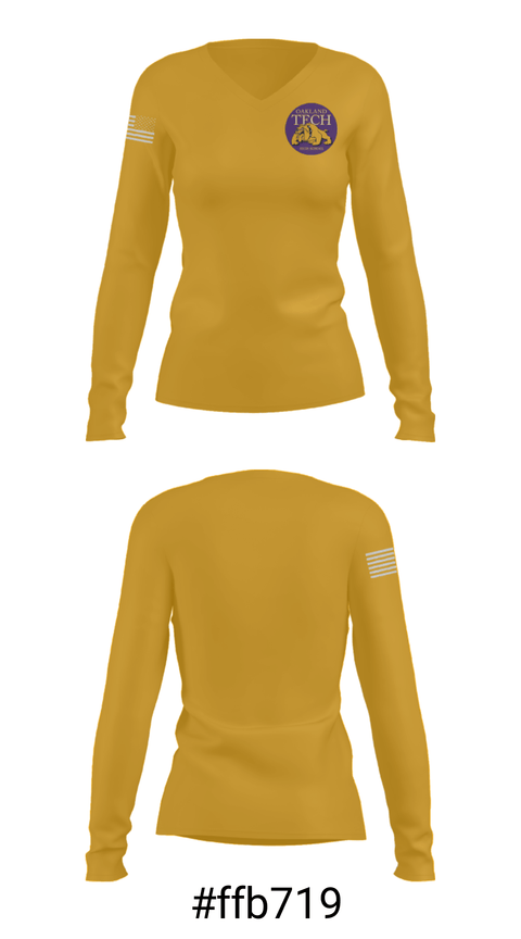 Women's Long Sleeve Vneck Shirt, Oakland Technical High School Swimming, Swimming, Teamtime, Team time, sublimation, custom sports apparel, team uniforms, spirit wear, spiritwear, sports uniforms, custom shirts, team store, custom team store, fundraiser sports, apparel fundraiser