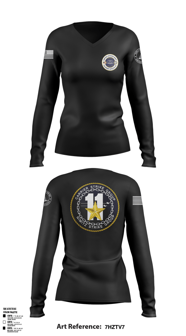 Women's Long Sleeve Vneck Shirt, FLAG CS, Navy, Teamtime, Team time, sublimation, custom sports apparel, team uniforms, spirit wear, spiritwear, sports uniforms, custom shirts, team store, custom team store, fundraiser sports, apparel fundraiser