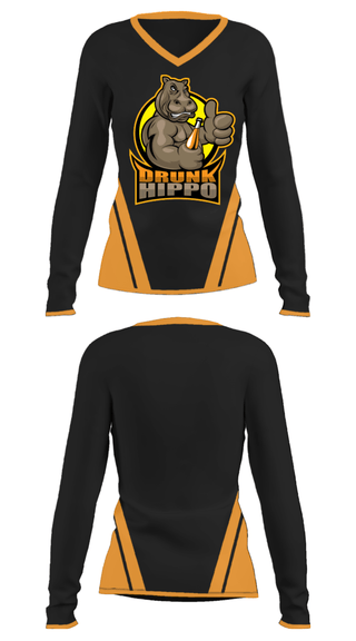 Women's Long Sleeve Vneck Shirt, Drunk Hippo Racing, , Teamtime, Team time, sublimation, custom sports apparel, team uniforms, spirit wear, spiritwear, sports uniforms, custom shirts, team store, custom team store, fundraiser sports, apparel fundraiser