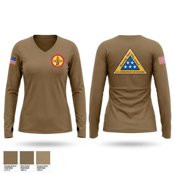 Womens Long Sleeve Vneck Shirt, NMMFH, Army, Teamtime, Team time, sublimation, custom sports apparel, team uniforms, spirit wear, spiritwear, sports uniforms, custom shirts, team store, custom team store, fundraiser sports, apparel fundraiser