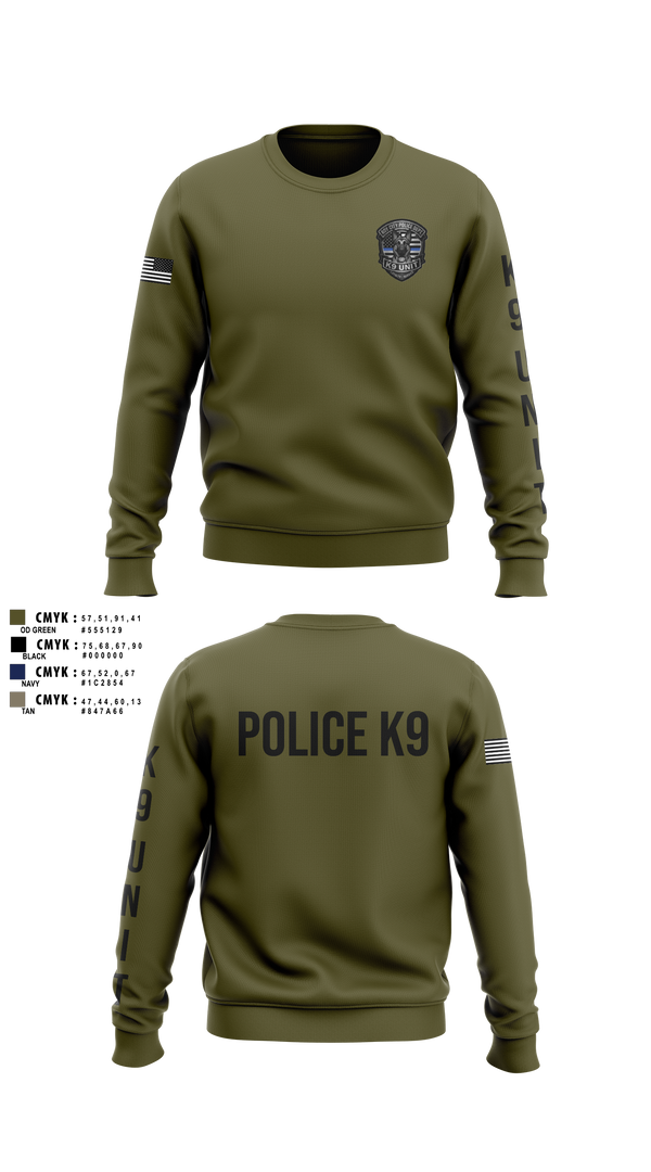 Crew Neck Sweatshirt, Roy Cit Police K9, Police, Teamtime, Team time, sublimation, custom sports apparel, team uniforms, spirit wear, spiritwear, sports uniforms, custom shirts, team store, custom team store, fundraiser sports, apparel fundraiser