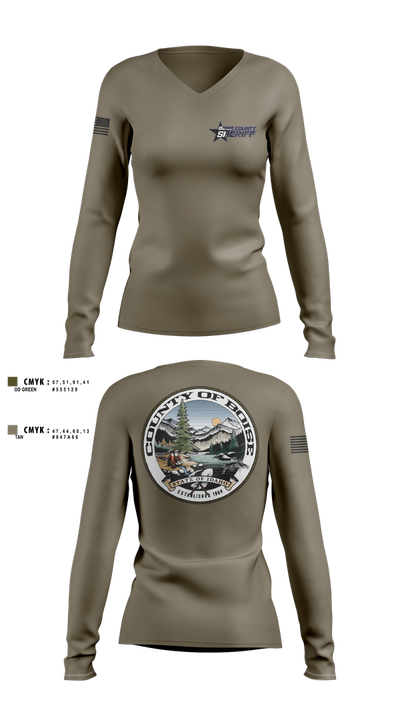 Boise County Sheriffs 675554 Women's Long Sleeve V-neck Shirt - 1