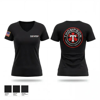 Womens Short Sleeve Vneck Shirt, Thompson EMS, Fire Department, Teamtime, Team time, sublimation, custom sports apparel, team uniforms, spirit wear, spiritwear, sports uniforms, custom shirts, team store, custom team store, fundraiser sports, apparel fundraiser