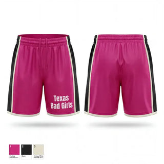 Mens Reversible Basketball Shorts, Texas Bad Girls, Women's Basketball, Teamtime, Team time, sublimation, custom sports apparel, team uniforms, spirit wear, spiritwear, sports uniforms, custom shirts, team store, custom team store, fundraiser sports, apparel fundraiser