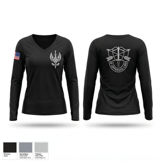 Womens Long Sleeve Vneck Shirt, ODA 0124, Army, Teamtime, Team time, sublimation, custom sports apparel, team uniforms, spirit wear, spiritwear, sports uniforms, custom shirts, team store, custom team store, fundraiser sports, apparel fundraiser