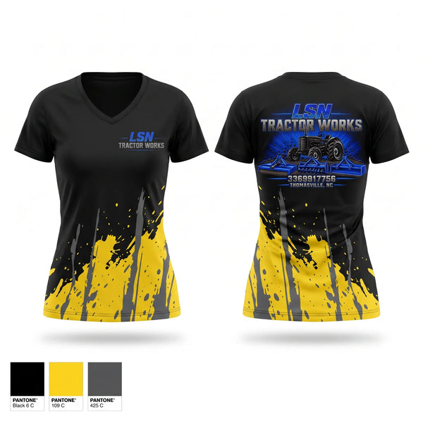 Womens Short Sleeve Vneck Shirt, LSN Tractor Works, Police, Teamtime, Team time, sublimation, custom sports apparel, team uniforms, spirit wear, spiritwear, sports uniforms, custom shirts, team store, custom team store, fundraiser sports, apparel fundraiser