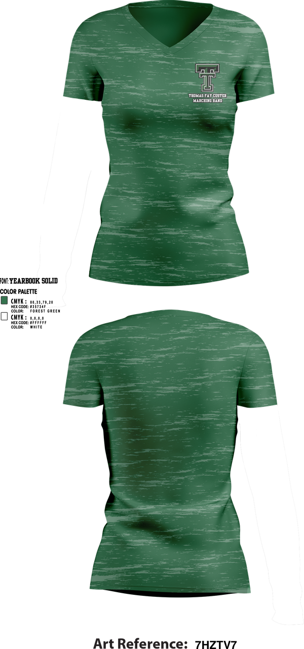 Womens Short Sleeve Vneck Shirt, Thomas Fay Custer Marching Band, Spirit Store, Teamtime, Team time, sublimation, custom sports apparel, team uniforms, spirit wear, spiritwear, sports uniforms, custom shirts, team store, custom team store, fundraiser sports, apparel fundraiser