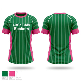 Soft Poly Tee Cotton Like Feel, Little Lady Rockets, Softball, Teamtime, Team time, sublimation, custom sports apparel, team uniforms, spirit wear, spiritwear, sports uniforms, custom shirts, team store, custom team store, fundraiser sports, apparel fundraiser