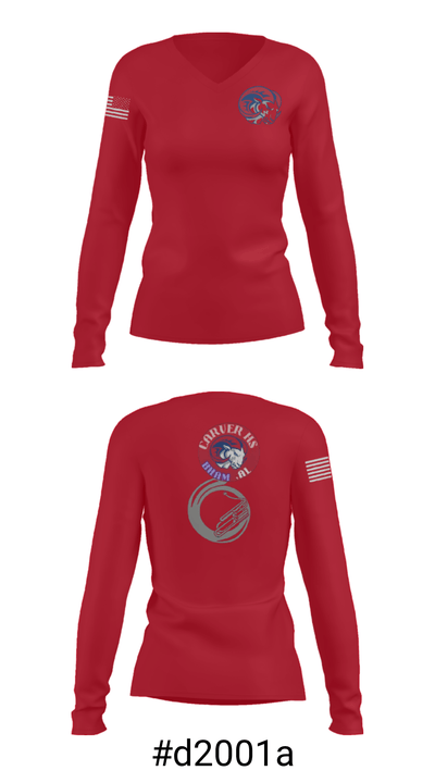 Carver rams 76040751 Women's Long Sleeve V-neck Shirt - 20