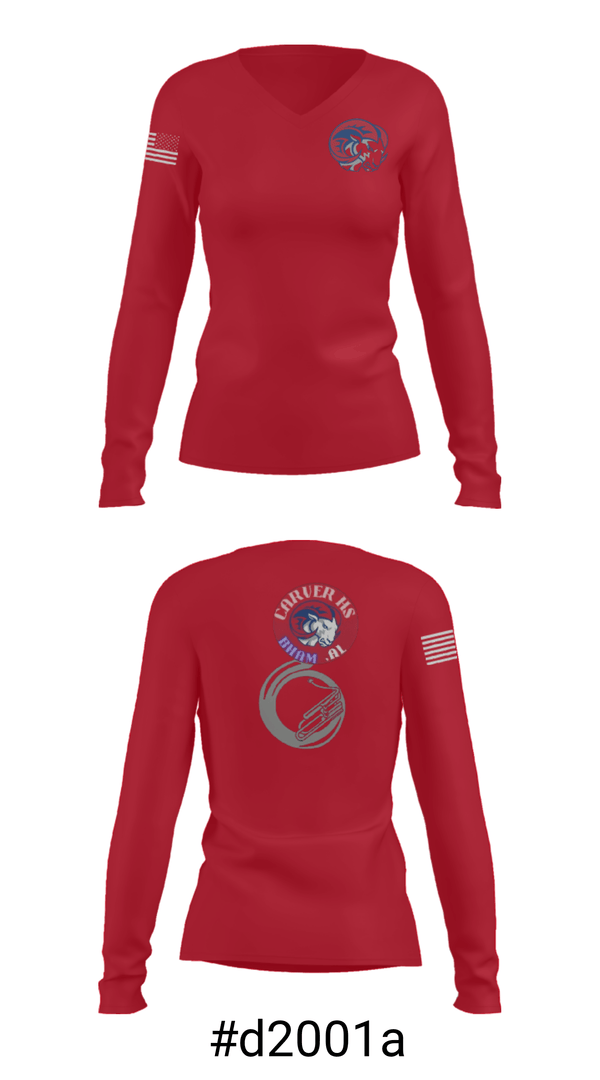 Women's Long Sleeve Vneck Shirt, Carver rams, Football, Teamtime, Team time, sublimation, custom sports apparel, team uniforms, spirit wear, spiritwear, sports uniforms, custom shirts, team store, custom team store, fundraiser sports, apparel fundraiser