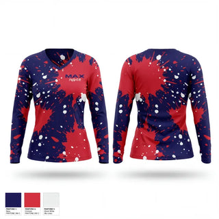 Womens Long Sleeve Vneck Shirt, MAX Fastpitch, Softball, Teamtime, Team time, sublimation, custom sports apparel, team uniforms, spirit wear, spiritwear, sports uniforms, custom shirts, team store, custom team store, fundraiser sports, apparel fundraiser