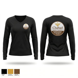 Womens Long Sleeve Vneck Shirt, Chabad of Skagit County Emergency Response Team, EMS/EMT, Teamtime, Team time, sublimation, custom sports apparel, team uniforms, spirit wear, spiritwear, sports uniforms, custom shirts, team store, custom team store, fundraiser sports, apparel fundraiser